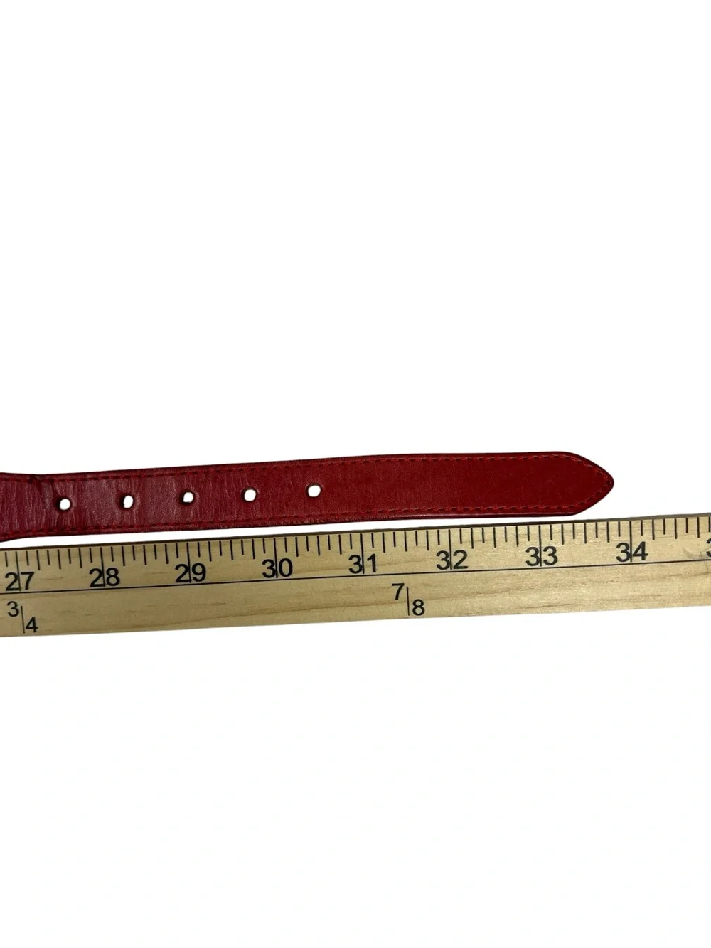 Justin Vintage Red Leather Beaded Belt Multicolor Seed Bead Western Boho Size 28